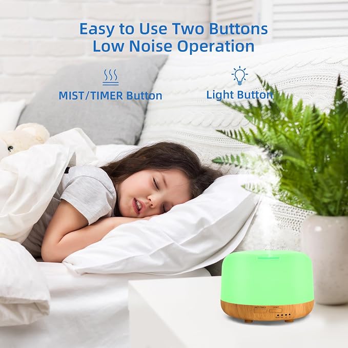 Aromatherapy Essential Oil Home Diffuser with Remote Control, 300ML Large Room Cool Mist Air Humidifier, 8 Hours Quiet