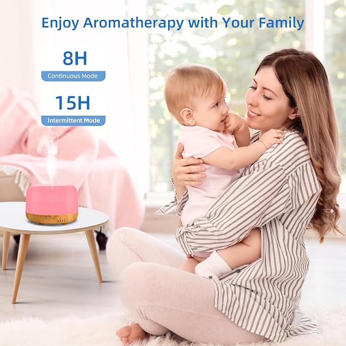 Aromatherapy Essential Oil Home Diffuser with Remote Control, 300ML Large Room Cool Mist Air Humidifier, 8 Hours Quiet