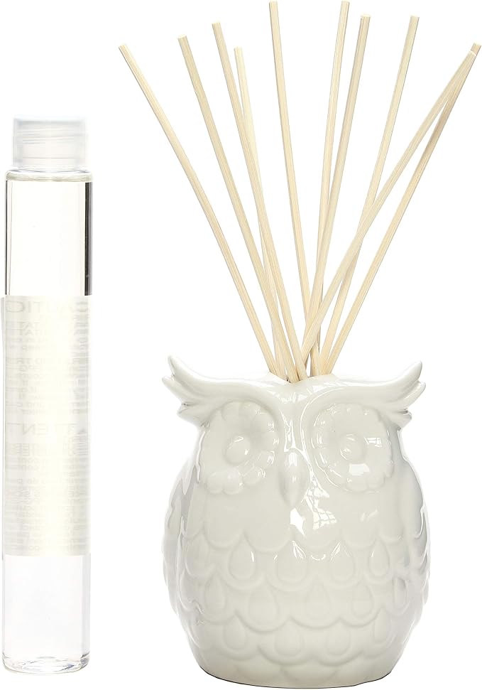 Aromatherapy Vanilla Diffuser Oil with Ceramic Owl Farmhouse Bottle & Reed Sticks - 110ml Ideal Gift for Home Decor, product