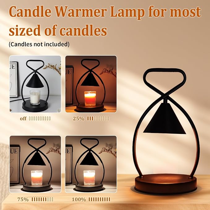 Art Candle Warmer Lamp Home Decor - Dimmable Wax Melt Warmer with Timer & 2 Bulbs, Gift Ideas for Housewarming, Birthday