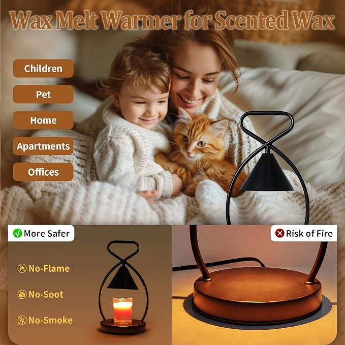 Art Candle Warmer Lamp Home Decor - Dimmable Wax Melt Warmer with Timer & 2 Bulbs, Gift Ideas for Housewarming, Birthday