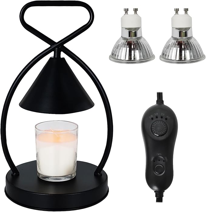 Art Candle Warmer Lamp Home Decor - Dimmable Wax Melt Warmer with Timer & 2 Bulbs, Gift Ideas for Housewarming, Birthday