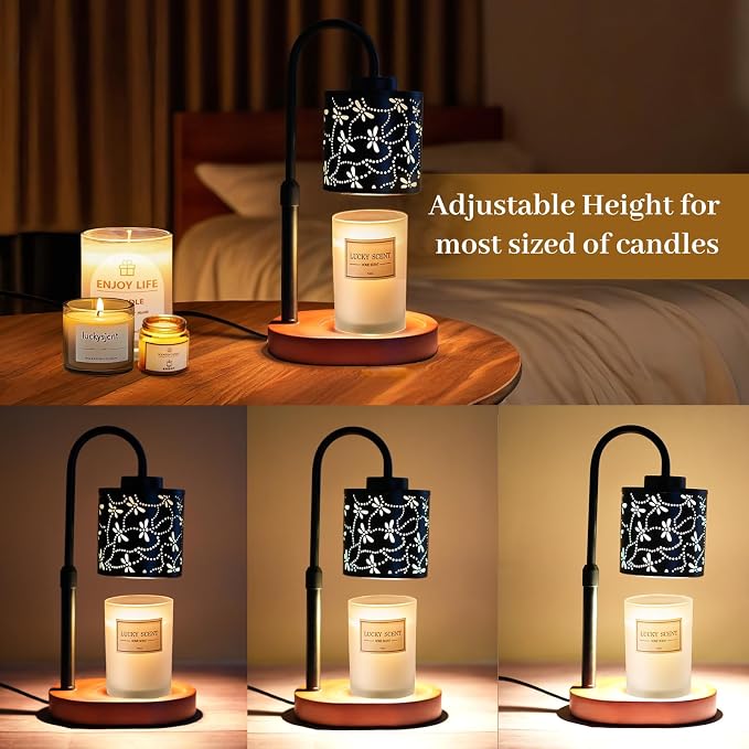 Art Candle Warmer Lamp Room Decor - Dragonfly Gifts for Women - Candle Warmer Lamp with Timer & 2 Bulbs Replacement