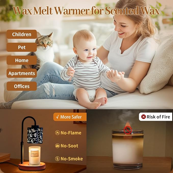 Art Candle Warmer Lamp Room Decor - Dragonfly Gifts for Women - Candle Warmer Lamp with Timer & 2 Bulbs Replacement