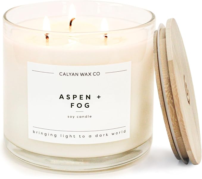 . Aspen & Fog 3 Wick Scented Candle - 43 Hour Burn - Luxury 3 Wick Soy Candles, product image