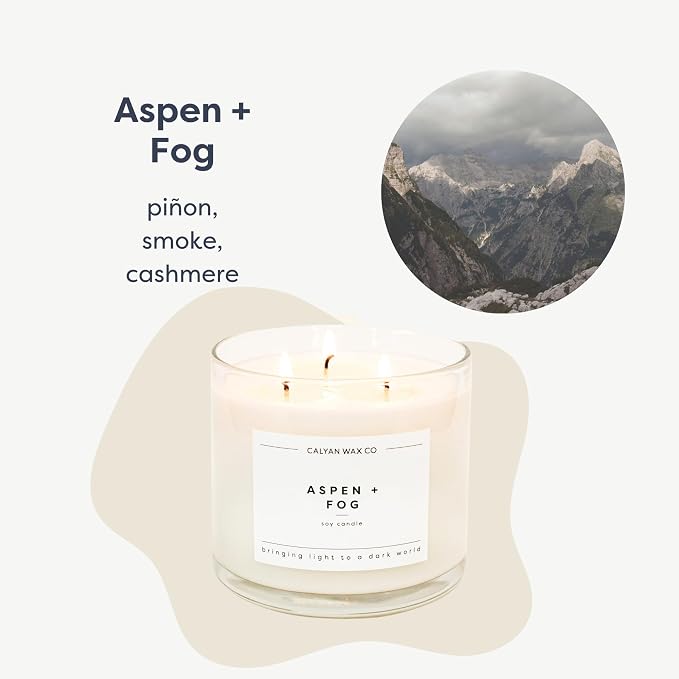 . Aspen & Fog 3 Wick Scented Candle - 43 Hour Burn - Luxury 3 Wick Soy Candles, alternate product view 2