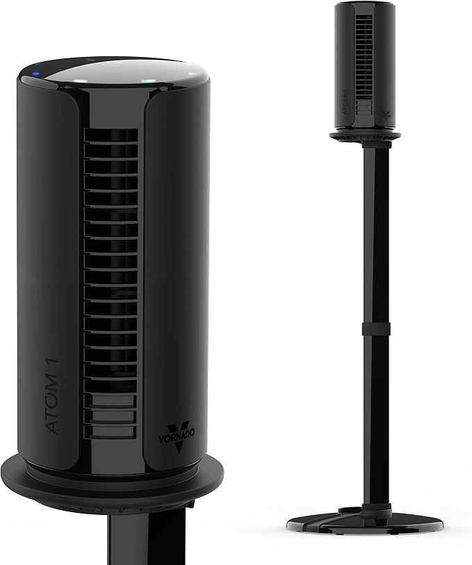 ATOM 1S Compact Oscillating Tower Fan with Removable Stand, 40" tall, 4 Speeds, Black, product image
