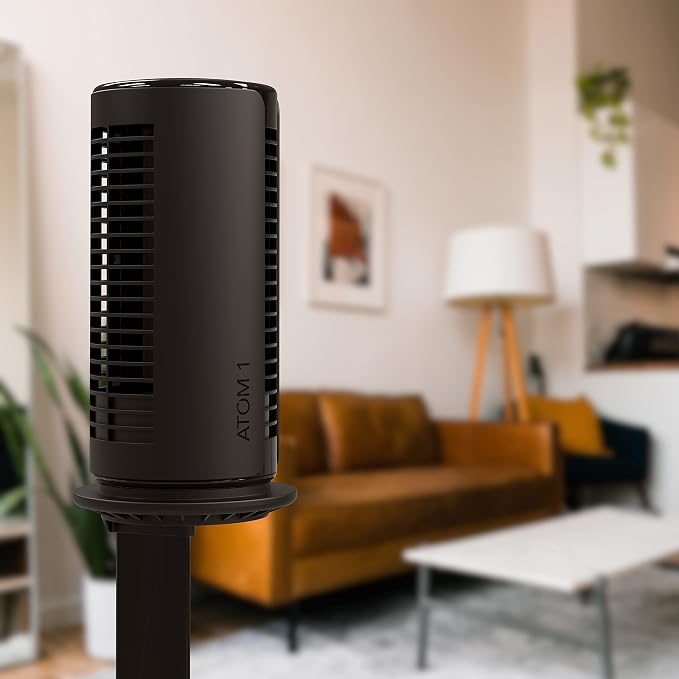 ATOM 1S Compact Oscillating Tower Fan with Removable Stand, 40" tall, 4 Speeds, Black, alternate product view 8