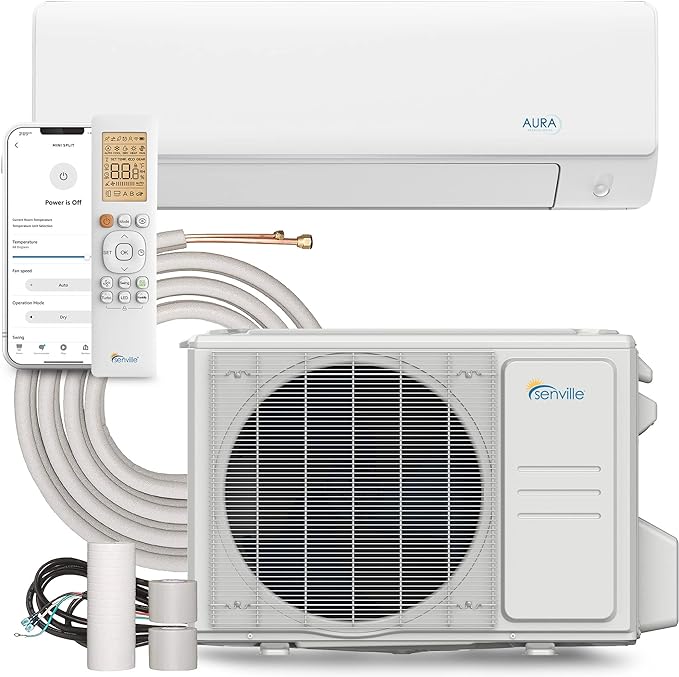 AURA Series Mini Split Air Conditioner Inverter Heat Pump, 12000 BTU, Works with Alexa, Energy Star, White, product image