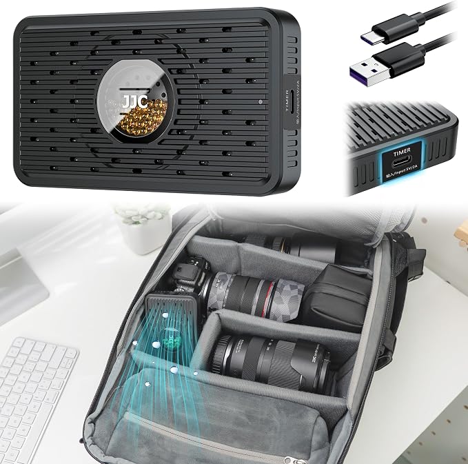 Auto Power-off Rechargeable Desiccant Dehumidifier with USB-C Cable, Reusable Portable Moisture Humidity Absorber Dryer