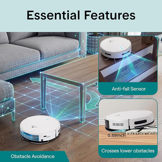 Automatic Robot Vacuum Cleaner and Mop Combo, Pro Edition with Upgraded Battery, Extreme Suction, Internal Water Tank - Smart