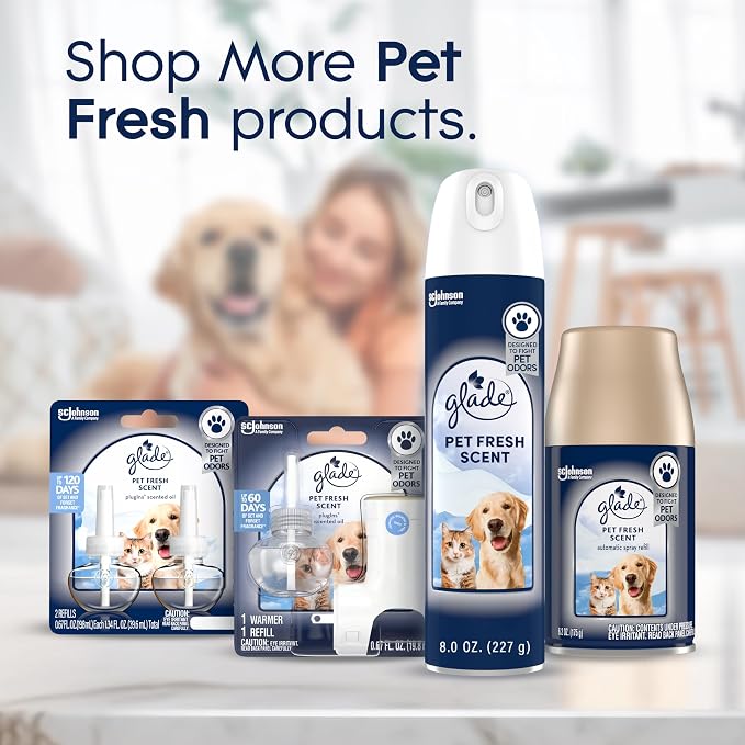 Automatic Spray Refill Starter Kit, Pet Fresh Scent, Scented Air Freshener for Home and Bathroom, 6.2 Oz, 1 Holder + 1