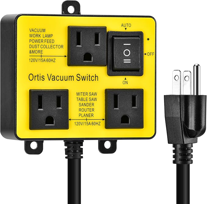 Automatic Vacuum Switch, Vacuum Switch for More Power Tools, Delay Vacuum On/Off to Prevent Circuit Overload and Tripping
