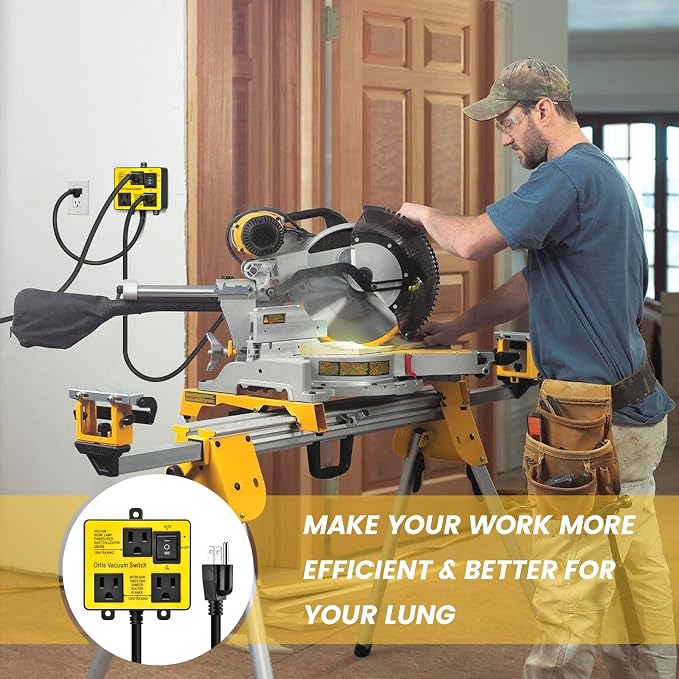 Automatic Vacuum Switch, Vacuum Switch for More Power Tools, Delay Vacuum On/Off to Prevent Circuit Overload and Tripping