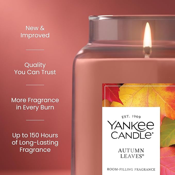 Autumn Leaves, Scented Candle, 22oz Large Jar, Up to 150 Hour Burn Time, Giftable, alternate product view 3