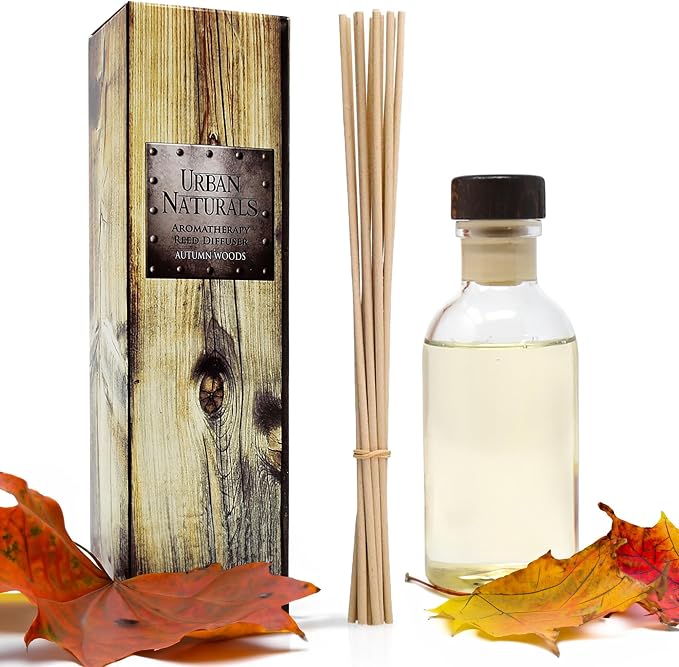 Autumn Woods Reed Diffuser Set - Dark Walnut, English Lavender and White Amber - A Fresh, Earthy, alternate product view 2