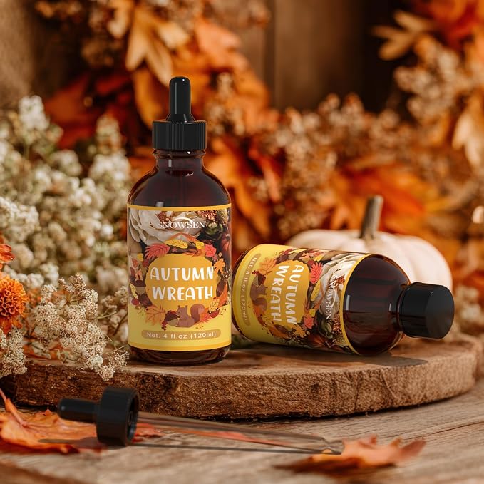 Autumn Wreath Fragrance Oil, Huge 4 Fl Oz, Premium Grade Essential Oil for Diffuser and Aromatherapy, Fall Scent for Soap