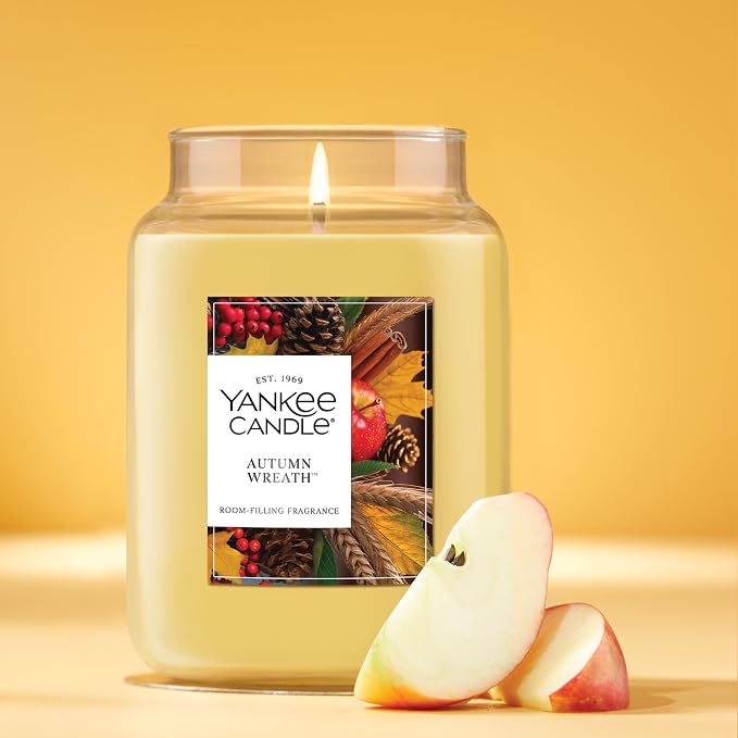 Autumn Wreath, Thanksgiving Scented Candle, 22oz Large Jar with up to 150 Hour Burn Time, Giftable, alternate product view 4