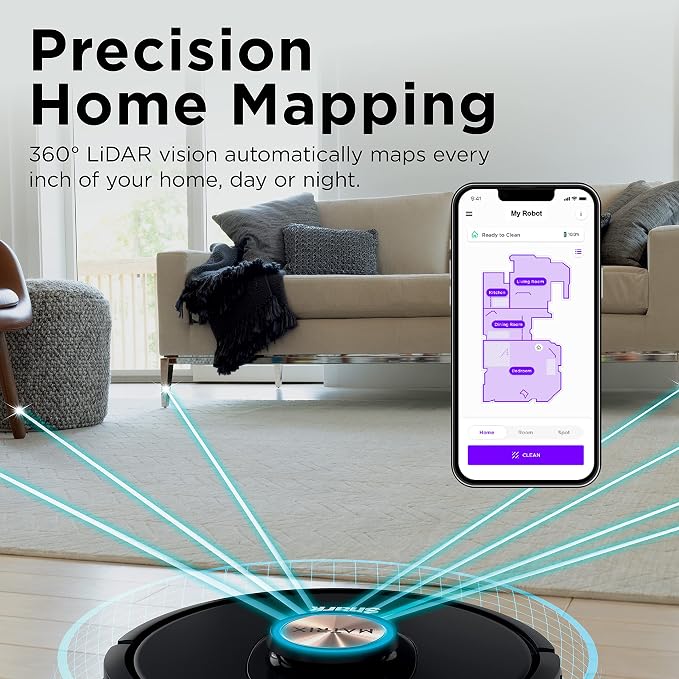 AV2310AE Matrix Self-Emptying Robot Vacuum with No Spots Missed on Carpets and Hard Floors, Precision Home Mapping, Perfect