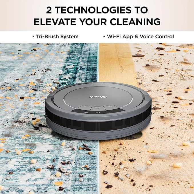 AV753 ION Robot Vacuum, Tri-Brush System, Wifi Connected, 120 Min Runtime, Works with Alexa, Multi Surface Cleaning, Grey