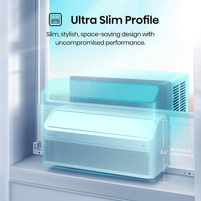 AWL1225TW1W Window Air Conditioner, White, 12000 BTU Smart Inverter, L Shaped, Open Window Flexibility, Easy Installation