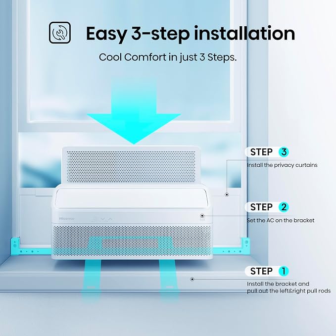 AWL1225TW1W Window Air Conditioner, White, 12000 BTU Smart Inverter, L Shaped, Open Window Flexibility, Easy Installation