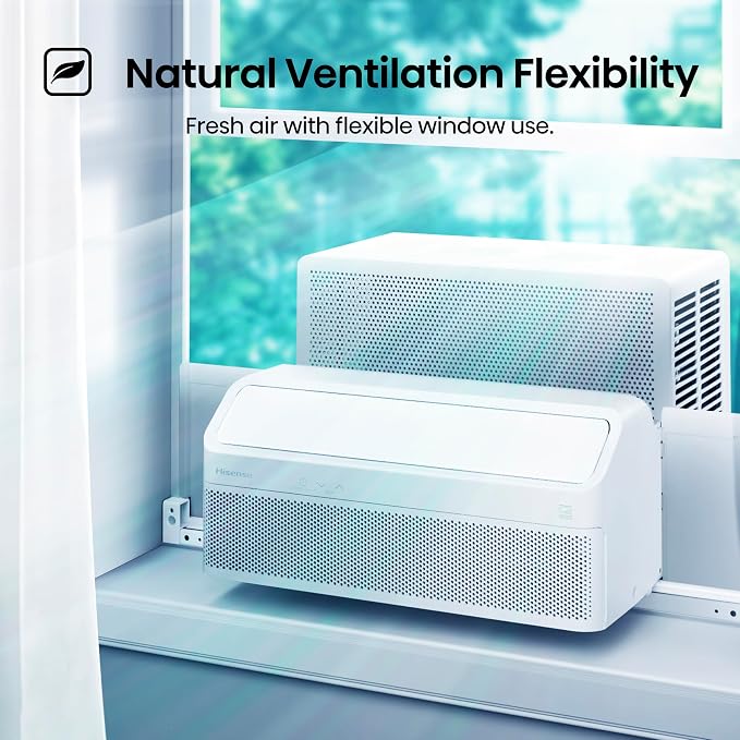 AWL1225TW1W Window Air Conditioner, White, 12000 BTU Smart Inverter, L Shaped, Open Window Flexibility, Easy Installation
