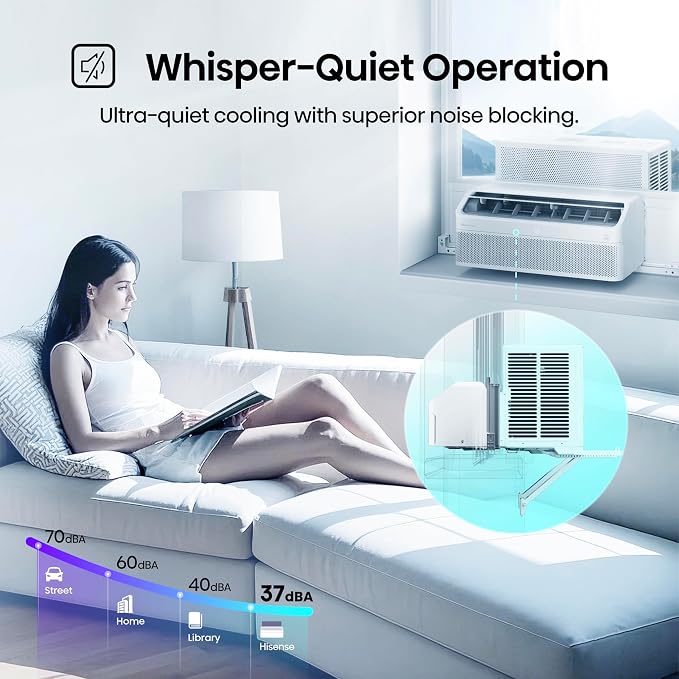 AWL1225TW1W Window Air Conditioner, White, 12000 BTU Smart Inverter, L Shaped, Open Window Flexibility, Easy Installation