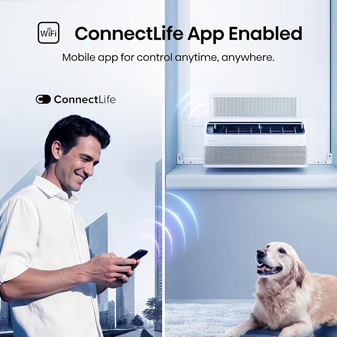AWL1225TW1W Window Air Conditioner, White, 12000 BTU Smart Inverter, L Shaped, Open Window Flexibility, Easy Installation