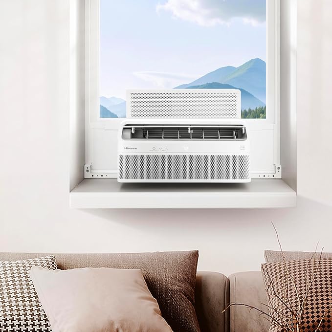 AWL1225TW1W Window Air Conditioner, White, 12000 BTU Smart Inverter, L Shaped, Open Window Flexibility, Easy Installation