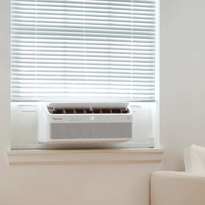 AWL1225TW1W Window Air Conditioner, White, 12000 BTU Smart Inverter, L Shaped, Open Window Flexibility, Easy Installation