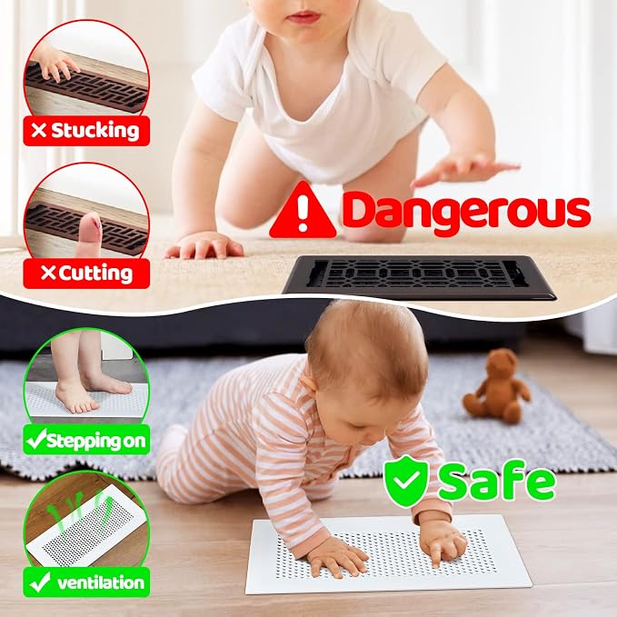 Baby Proofing Soft Silicone Vent Cover for Home Wall/Ceiling/Floor Register of Width 5.3" to 5.9", Length 11.3" to 11.9"