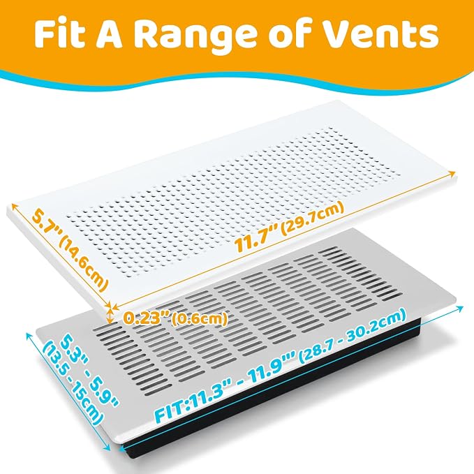 Baby Proofing Soft Silicone Vent Cover for Home Wall/Ceiling/Floor Register of Width 5.3" to 5.9", Length 11.3" to 11.9"