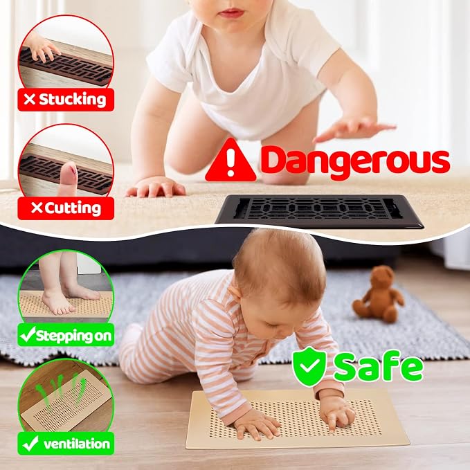 Baby Proofing Soft Silicone Vent Cover for Home Wall/Ceiling/Floor Register, Child Proof Floor Air Vent, alternate view 2