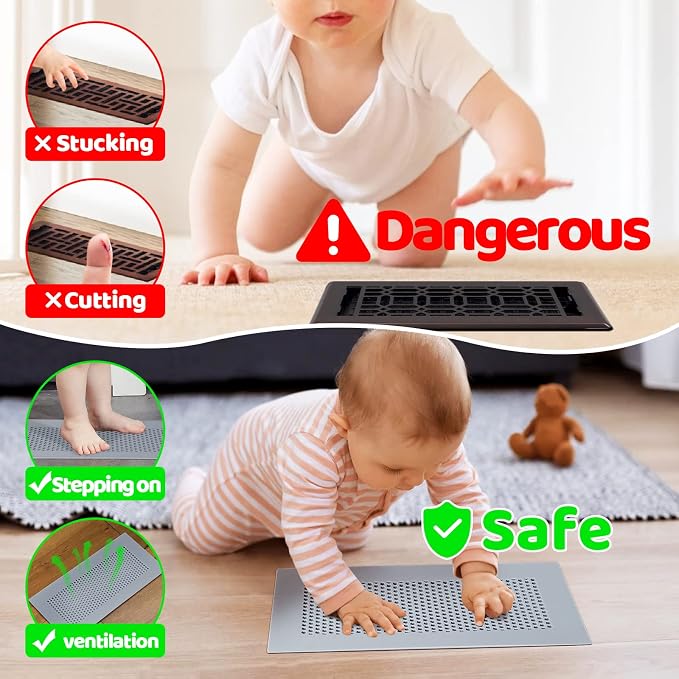 Baby Proofing Soft Silicone Vent Cover for Home Wall/Ceiling/Floor Register, Child Proof Floor Air Vent, alternate view 2