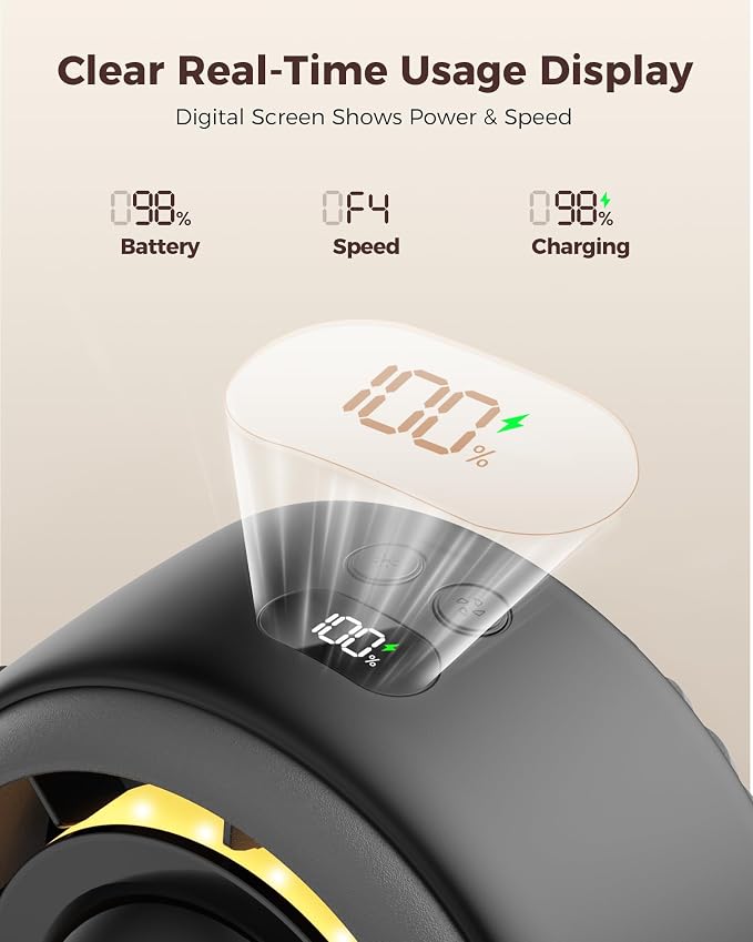 Baby Stroller Fan - 4000mAh Rechargeable 4-Speed Quiet with LED Display & Night Light, Mini Portable 360° Clip, alternate