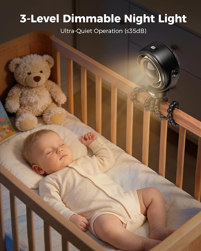 Baby Stroller Fan - 4000mAh Rechargeable 4-Speed Quiet with LED Display & Night Light, Mini Portable 360° Clip, alternate