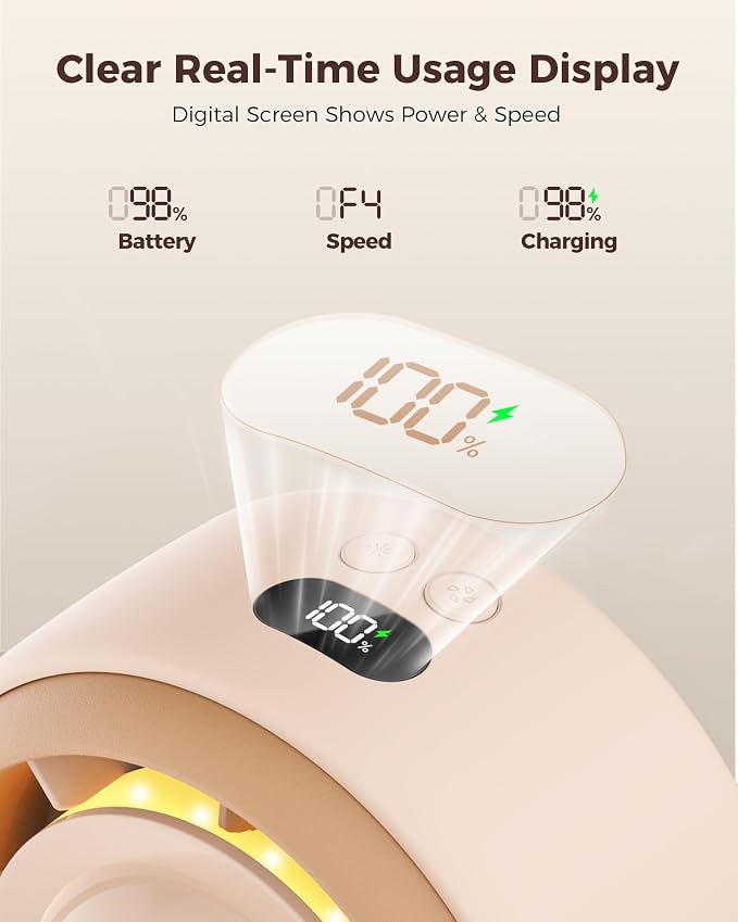 Baby Stroller Fan - 4000mAh Rechargeable 4-Speed Quiet with LED Display & Night Light, Mini Portable 360° Clip, alternate