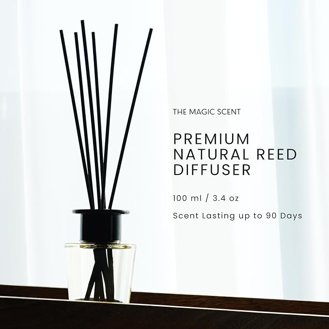 Baccara Reed Diffuser for Home - Luxury Scent Diffuser with Premium Fiber Reeds for Lasting Gentle Dispersal - Natural