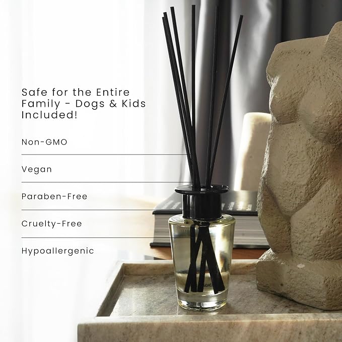 Baccara Reed Diffuser for Home - Luxury Scent Diffuser with Premium Fiber Reeds for Lasting Gentle Dispersal - Natural
