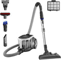 Bagless Canister Vacuum Cleaner, Lightweight Vac for Carpets and Hard Floors, Silver with Black, NEN180 Silver, product image