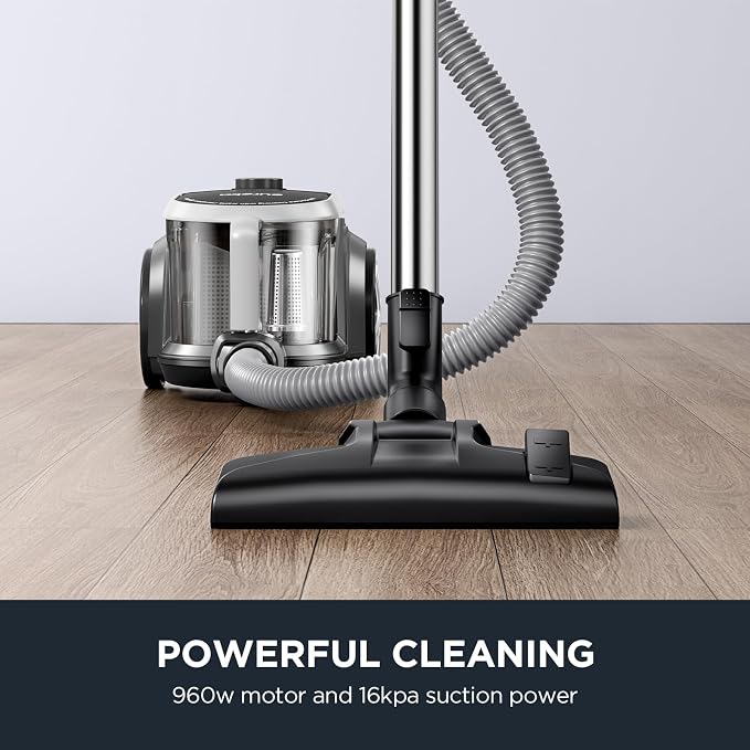 Bagless Canister Vacuum Cleaner, Lightweight Vac for Carpets and Hard Floors, Silver with Black, NEN180 Silver, alternate