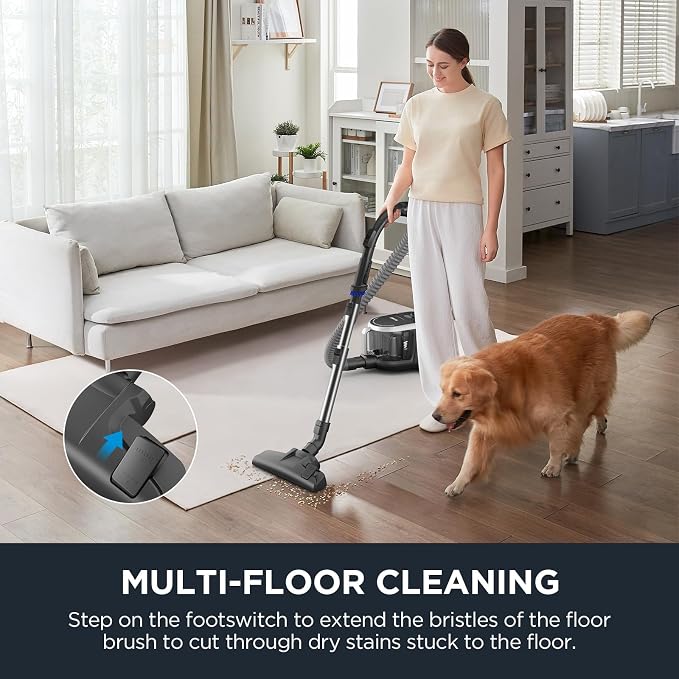 Bagless Canister Vacuum Cleaner, Lightweight Vac for Carpets and Hard Floors, Silver with Black, NEN180 Silver, alternate