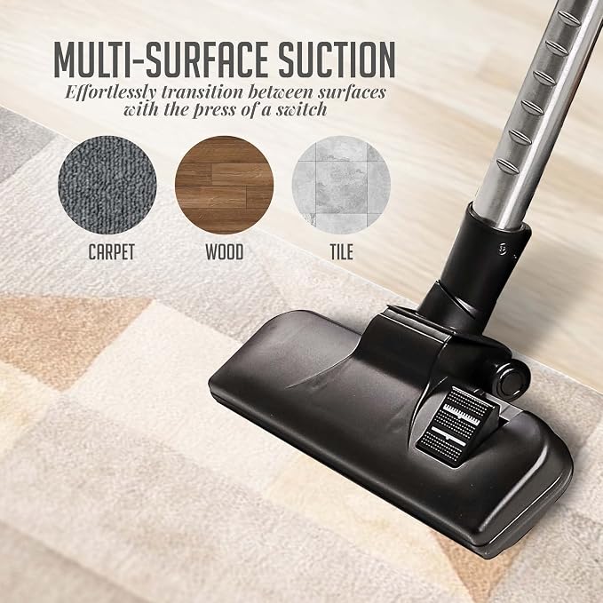Bagless Canister Vacuum Cleaner with Powerful Multi-Surface Suction, Telescoping Wand and Automatic Cord Rewind, Lightweight