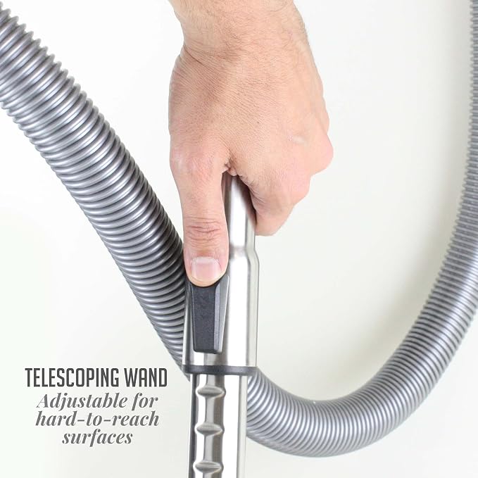 Bagless Canister Vacuum Cleaner with Powerful Multi-Surface Suction, Telescoping Wand and Automatic Cord Rewind, Lightweight