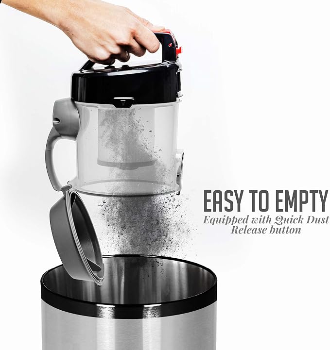 Bagless Canister Vacuum Cleaner with Powerful Multi-Surface Suction, Telescoping Wand and Automatic Cord Rewind, Lightweight