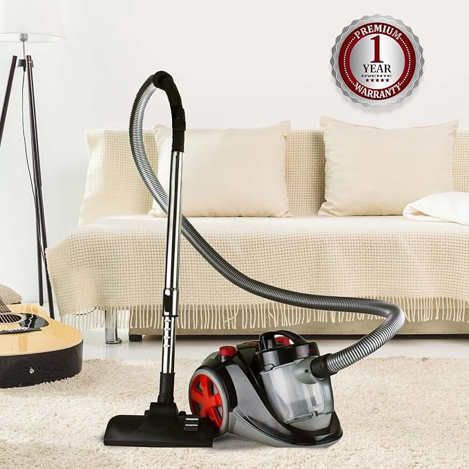 Bagless Canister Vacuum Cleaner with Powerful Multi-Surface Suction, Telescoping Wand and Automatic Cord Rewind, Lightweight