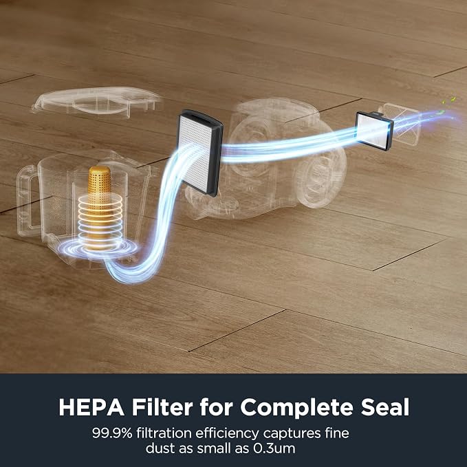 Bagless Canister Vacuum with Washable HEPA Filter, 16KPA Suction for Carpets/Hard Floors, Compact Design with 3 Cleaning