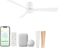 Bali 42in 3-Blade Smart Indoor or Outdoor Flush Mount Ceiling Fan 2700K-6000K CCT Tunable Range LED Light Kit in Matte White