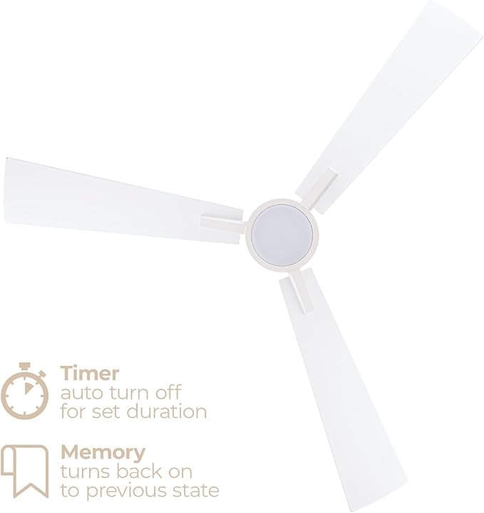 Bali 42in 3-Blade Smart Indoor or Outdoor Flush Mount Ceiling Fan 2700K-6000K CCT Tunable Range LED Light Kit in Matte White
